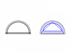 forme de fenêtre cintrée en demi-lune avec ocillo battant